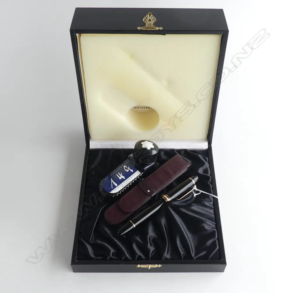MONT BLANC MEISTERSTUCK No.149 FOUNTAIN PEN BOXED W INK BOTTLE * leather case Image 1++