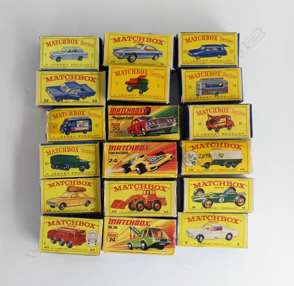 COLLECTION OF VARIOUS 18 LESNEY MATCHBOXES mainly yellow boxed includes.... Image 1++
