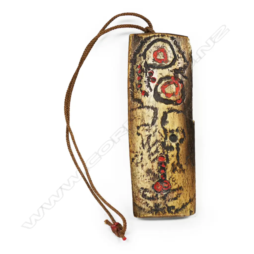 ALAN TAYLOR, BONE AMULET, A HOMAGE TO 19THC MAORI BONE CARVINGS, 180 x 70 x 30mm Image 1++