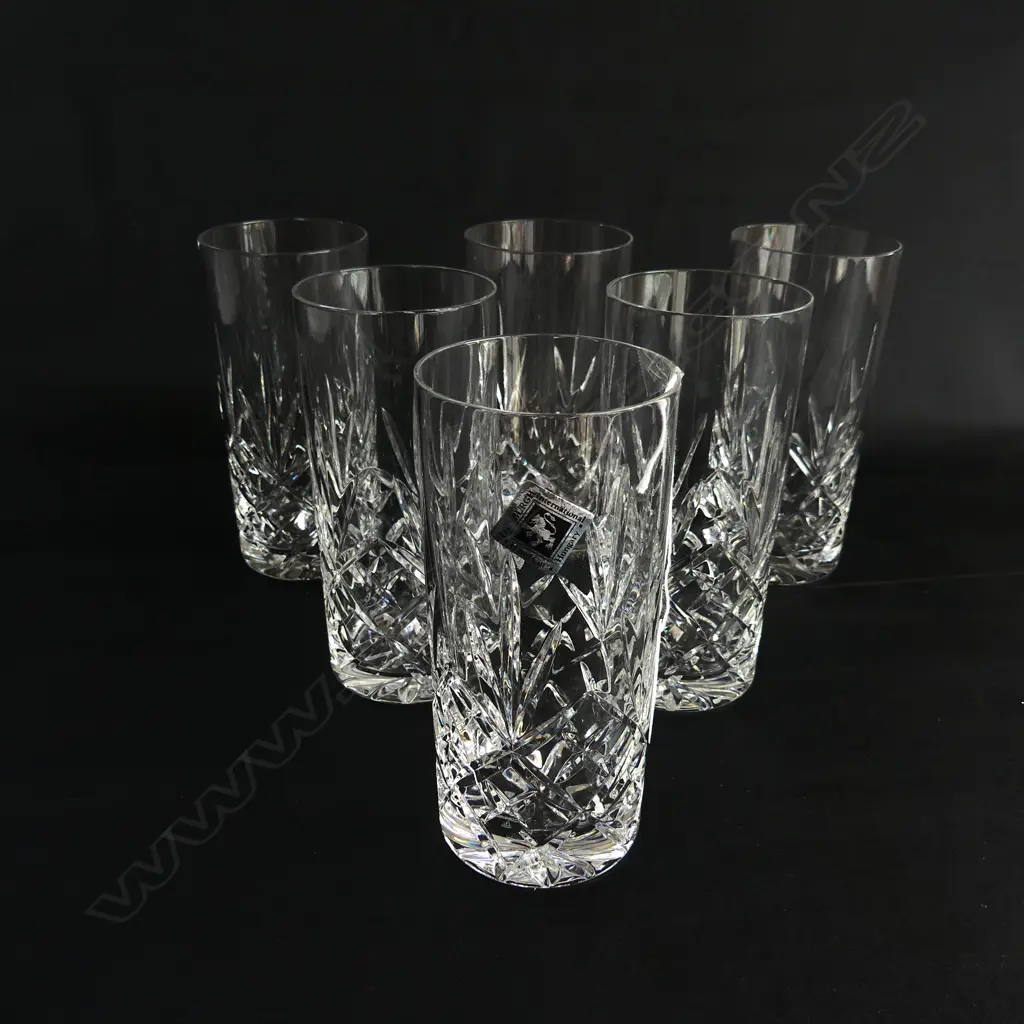 6 EDINBURGH CRYSTAL HIGH BALL GLASSES H.150mm Image 1++
