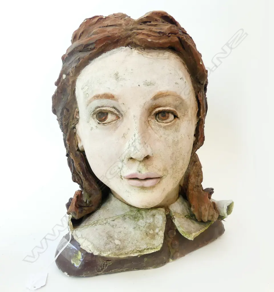 HELEN PERRETT CERAMIC HEAD OF YOUNG WOMAN H.340mm some faults Image 1++