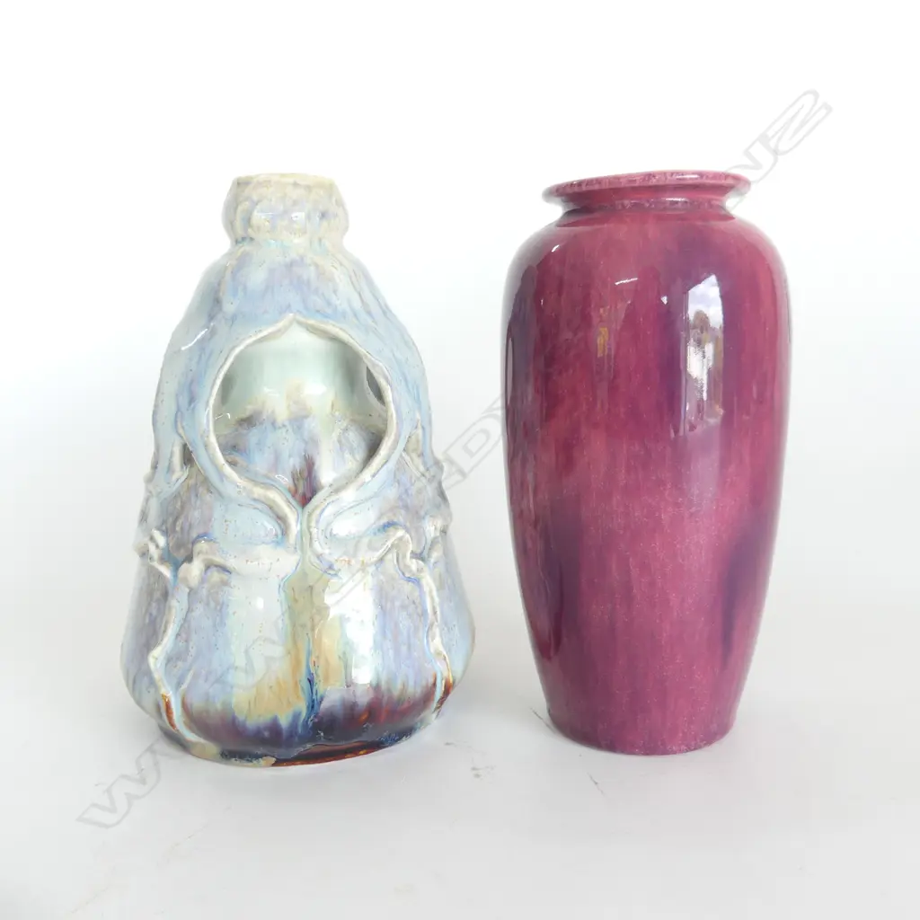 2 ANTIQUE ART POTTERY VASES H.190mm Image 1++