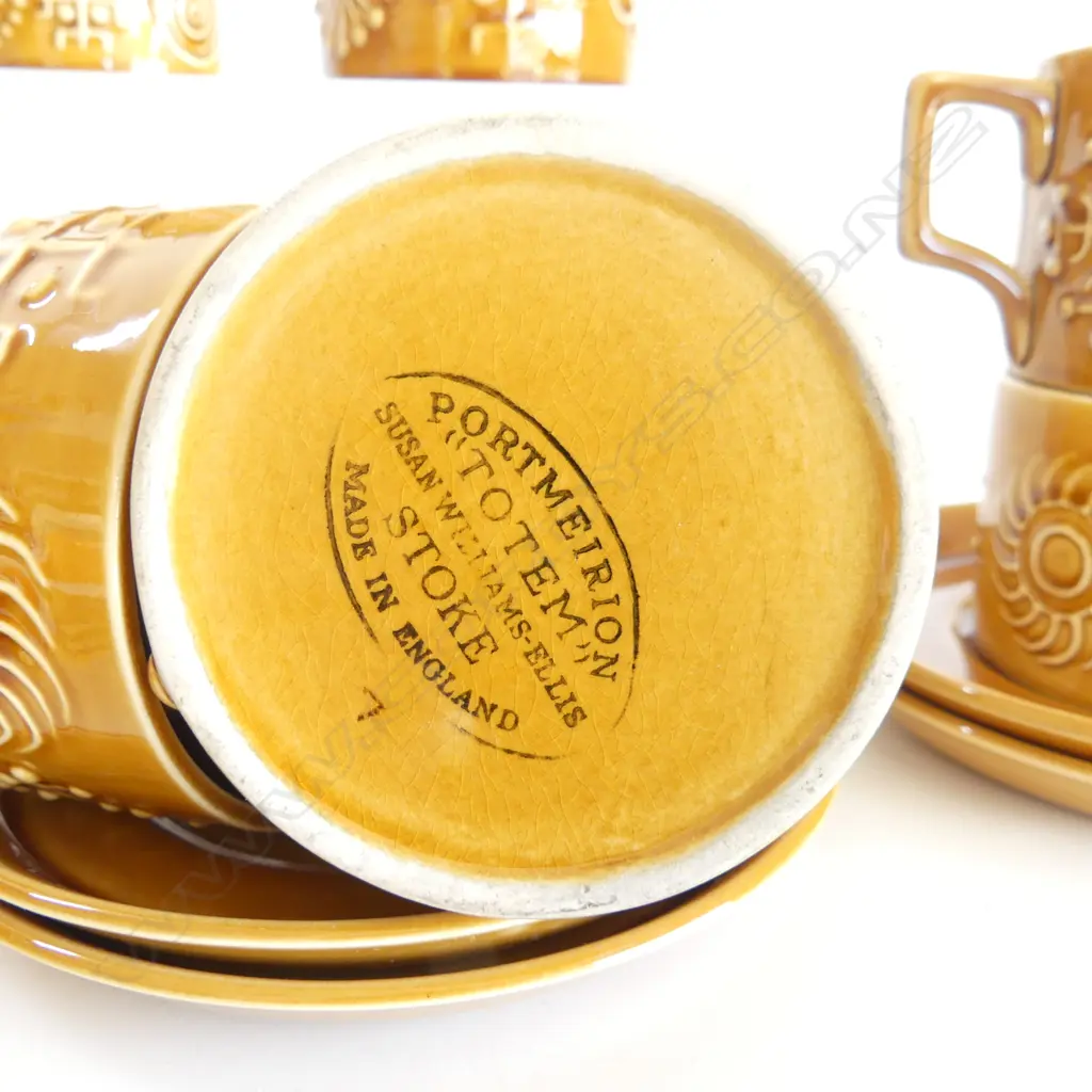 'PORTMEIRION' STOKE RETRO COFFEE SET, 6 CUPS & SAUCERS, MILK & SUGAR Image 1++