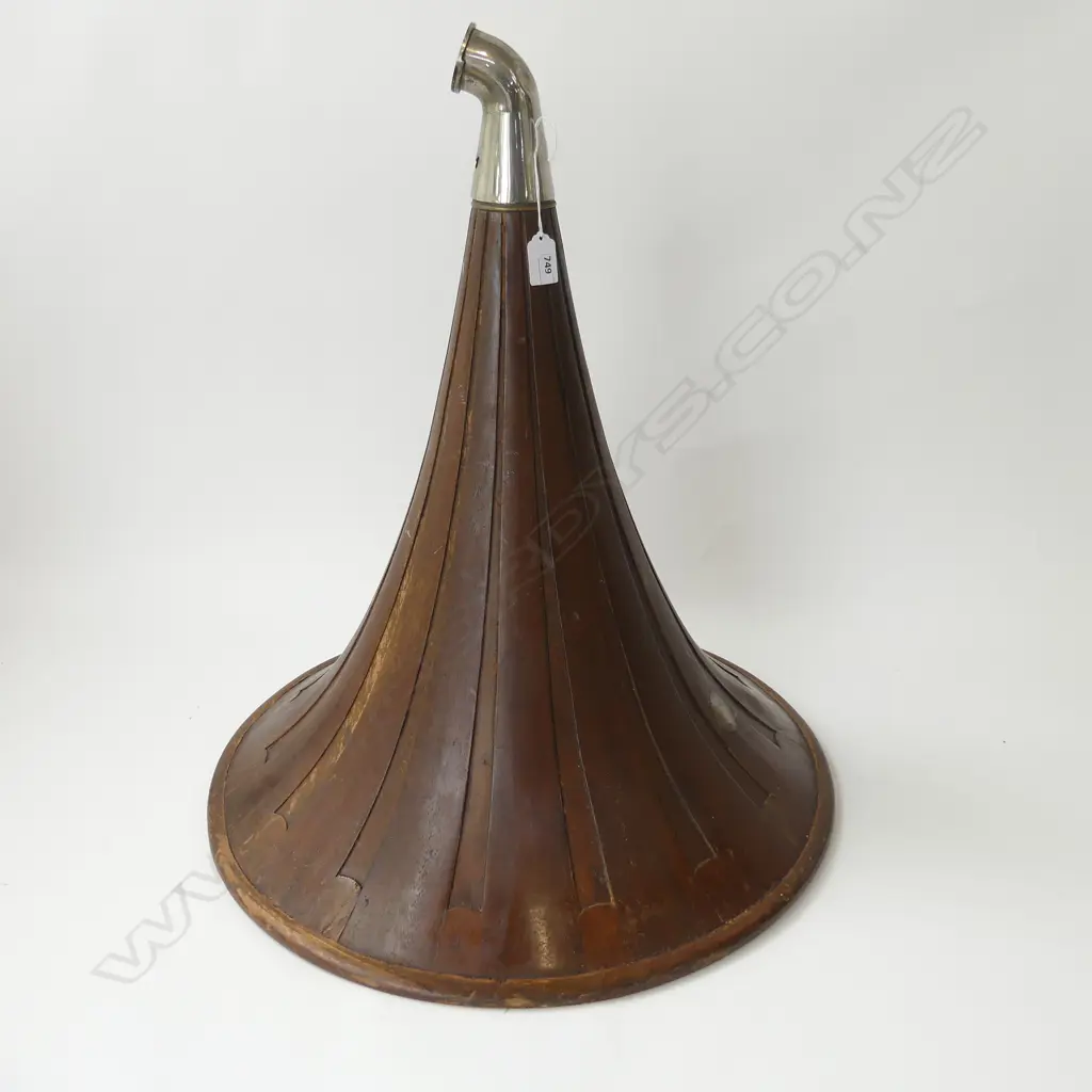 LARGE RARE ORIGINAL WOODEN GRAMOPHONE HORN BY HMV 540X600mm Image 1++