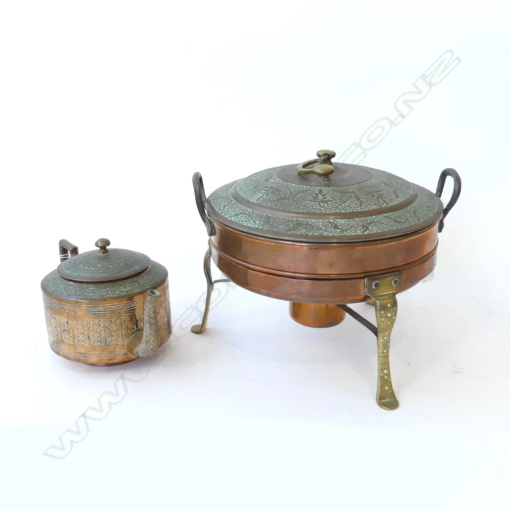 COPPER & BRASS ISLAMIC SPIRIT BOILER AND TEAPOT - REPOUSSE DECORATION  Image 1++