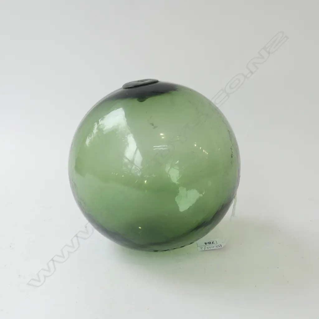 VINTAGE GREEN GLASS FISHING FLOAT 'EXTRA RG PORTUGAL' 190mm dia Image 1++