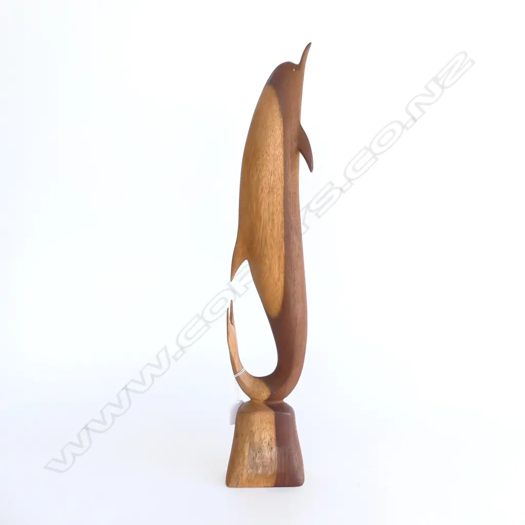 TALL VINTAGE CARVED WOODEN LEAPING DOLPHIN. H.560mm Image 1++