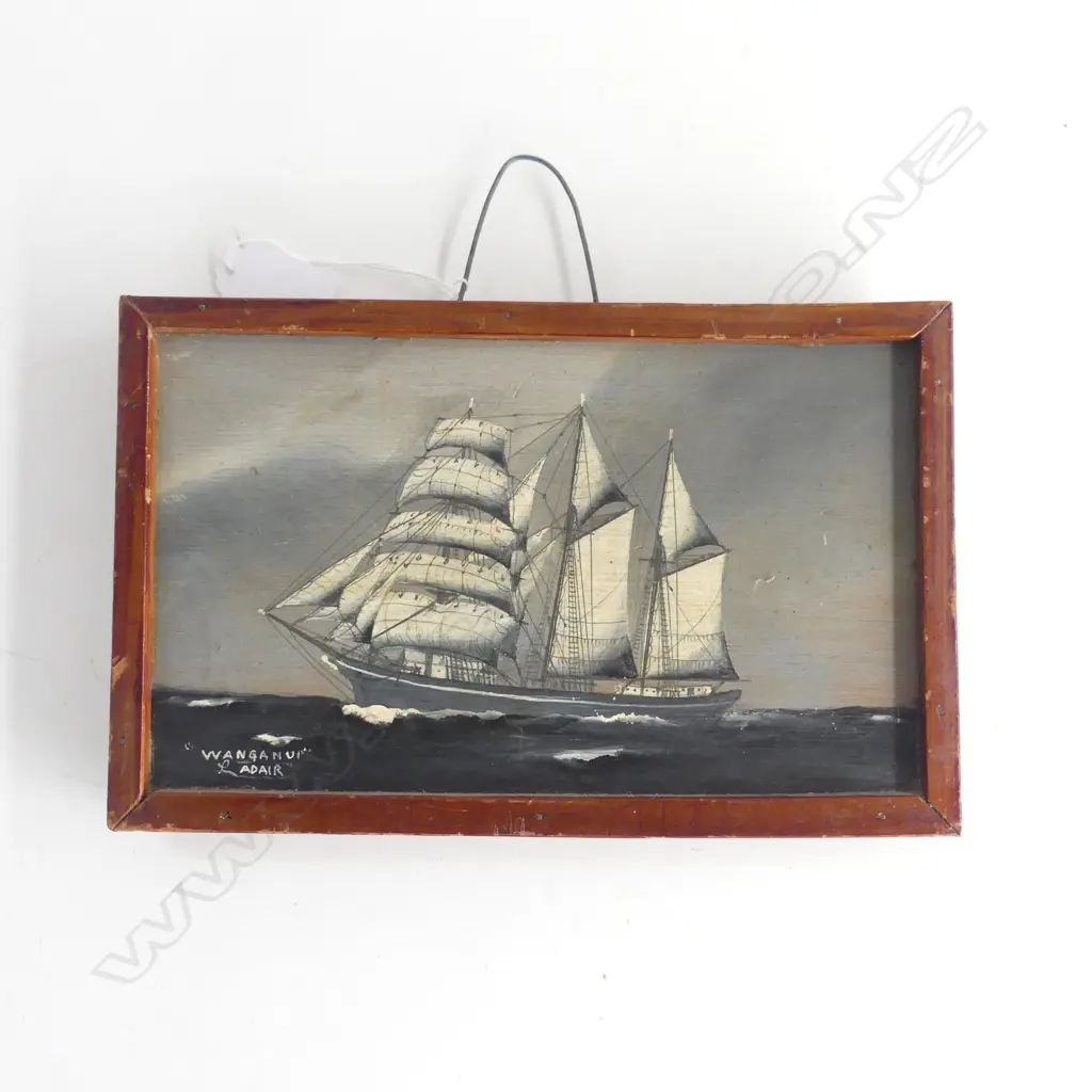 (2480S) ACRYLIC ON BOARD BY ADAIR OF THE "WANGANUI" CROSSING THE TASMAN SEA. 204 x 106MM Image 1++