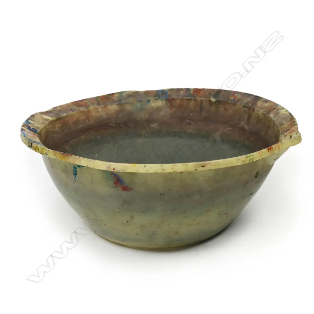 PLASTIC BRUSH CLEANING BOWL BELONGING TO ALAN TAYLOR, SIGNED TO BASE, 280 X 110mm Image 1++