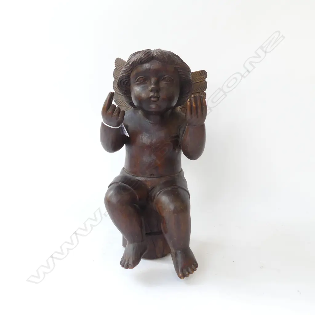 CARVED WOODEN ANGEL H.385mm Image 1++