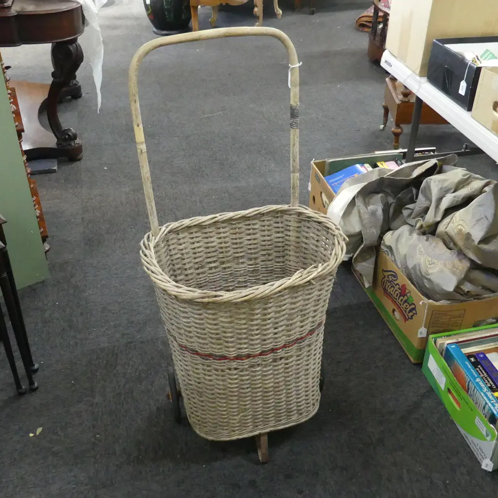 VINTAGE CANE SHOPPING TROLLEY Image 1++