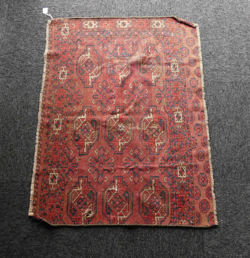 ANTIQUE AFGHAN BALUCHI ALL WOOL RUG some faults & repairs. 600 x 1050mm Image 1++