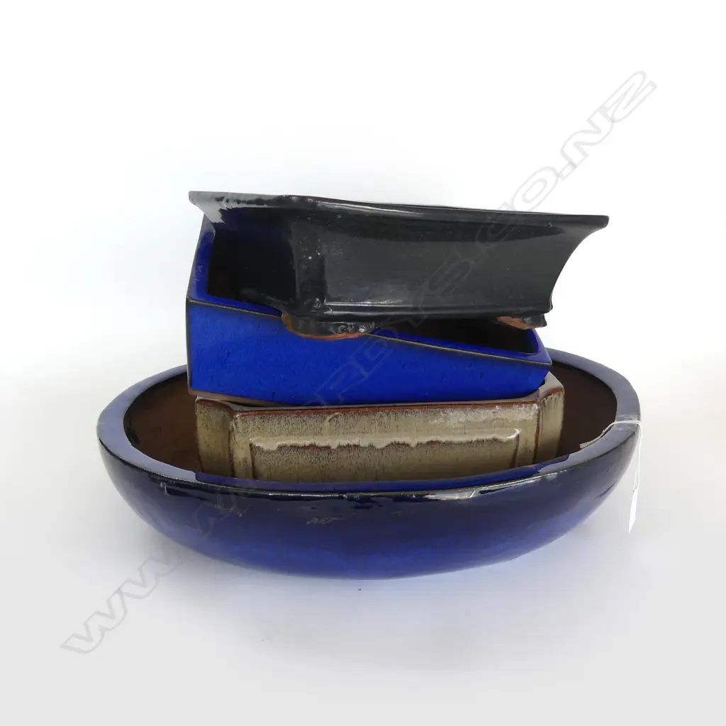 4 LG GLAZED BONSAI PLANTERS LARGEST 510x425mm Image 1++