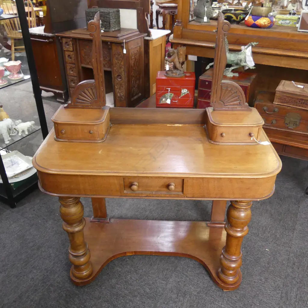 VICTORIAN FADED MAHOGANY SMALL DRESSING TABLE W.1000mm Image 1++