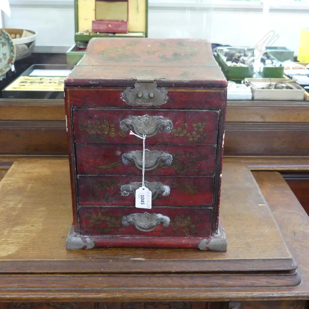 ORIENTAL RED LACQUER JEWELLERY BOX H.285mm Image 1++