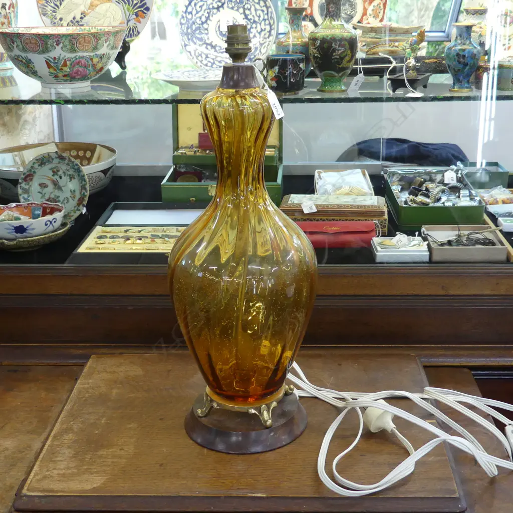RETRO AMBER GLASS LAMP (NO SHADE) H.530mm Image 1++