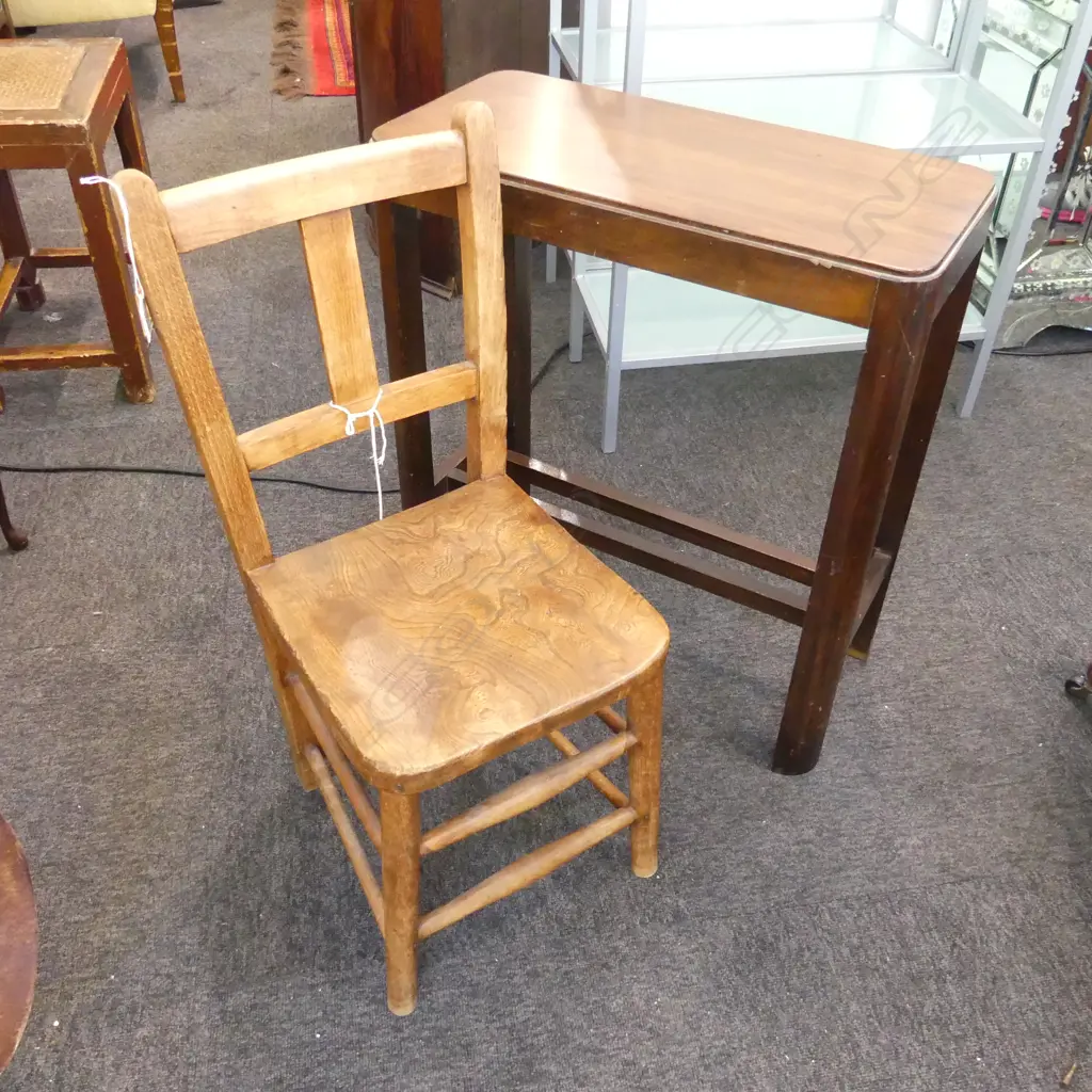 VINTAGE WOODEN CHAIR H.715mm & DECO SIDE TABLE 585x275x640mm Image 1++