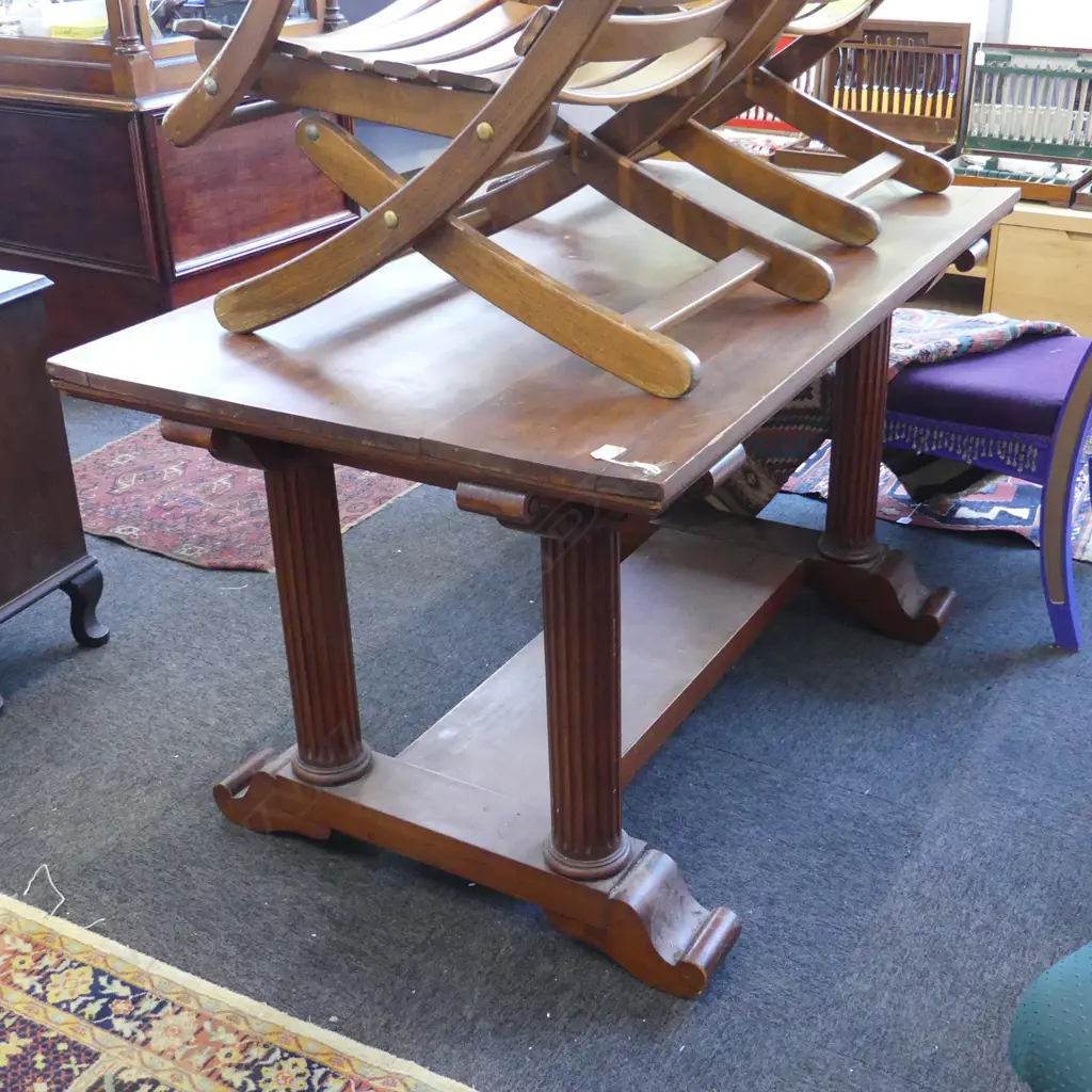ANTIQUE STYLE CENTRE TABLE ON FOR CLASSICAL COLUMN LEGS W 1400 X D 810 MM Image 1++