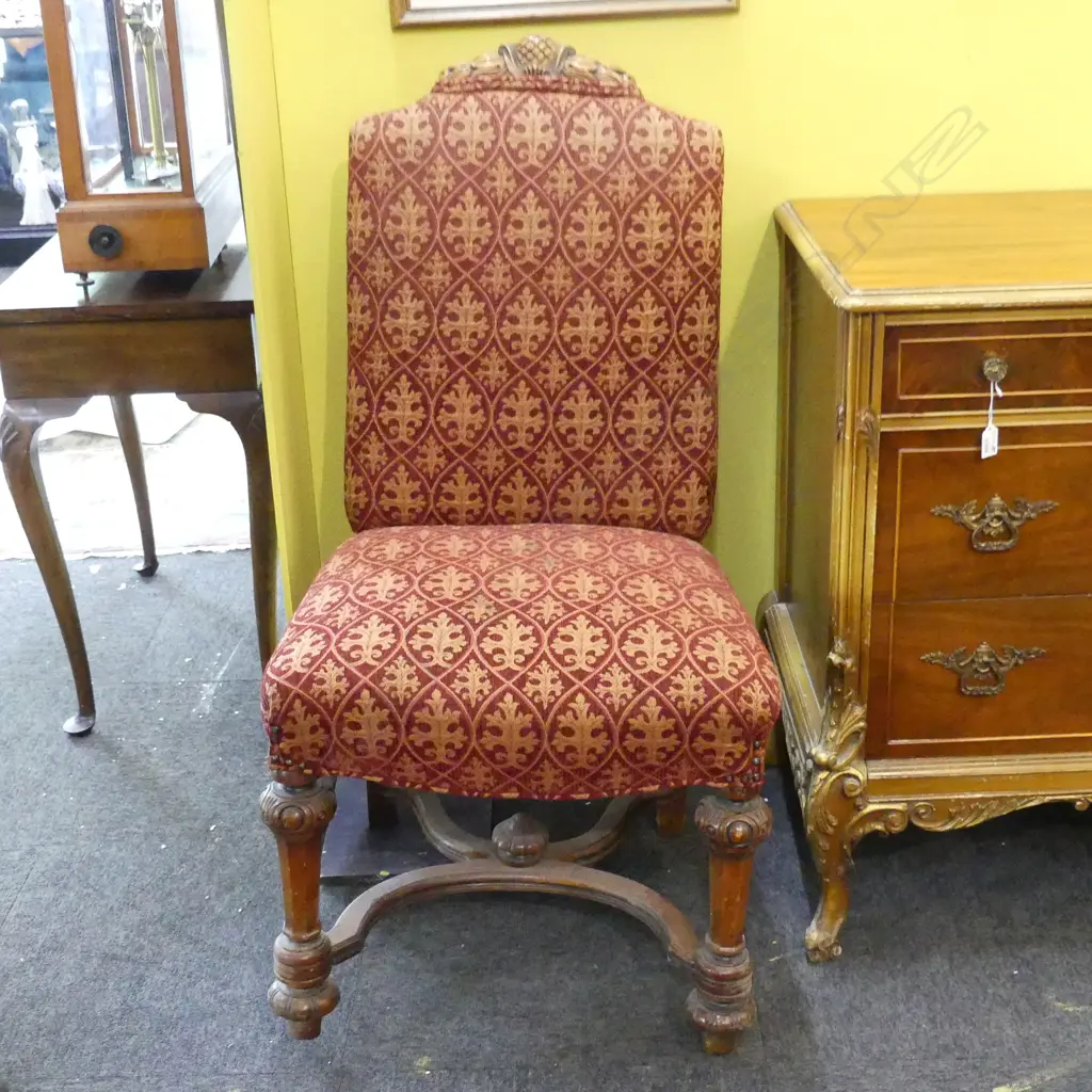 ANTIQUE ANTIQUE STYLE MAHOGANY DINING SUITE WITH SIX CHAIRS AND EXTENSION INLAID DINING TABLE Image 1++