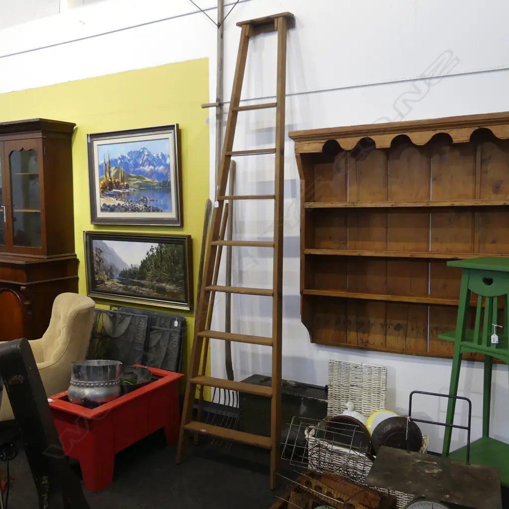VINTAGE CEDAR LADDER - POSSIBLY A LIBRARY LADDER 600 x 2500mm Image 1++