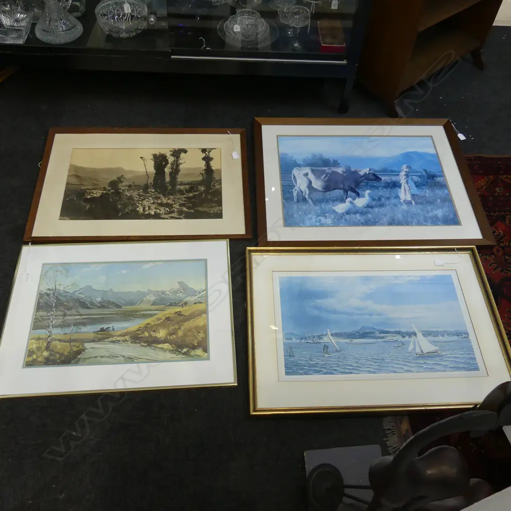 4 LG PRINTS; SHEEP PHOTO 350x570mm, ASTON GREATHEAD, COW & GIRL, BLOMFIELD AUCKLAND HARBOUR Image 1++