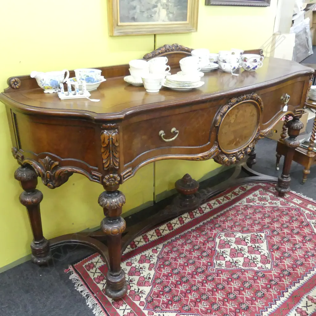 LARGE ANTIQUE STYLE INLAID MAHOGANY SIDEBOARD H 1020 W 1980 D 580 MM Image 1++