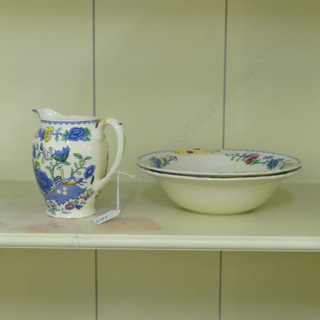 PR MASONS REGENCY LG BOWLS 230mm dia (1 CHIPPED) + LG JUG H.140mm Image 1++