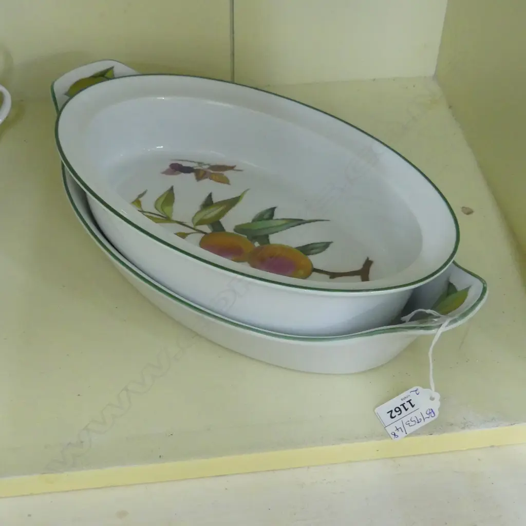 2 ROYAL WORCESTER EVESHAM VALE BAKING DISHES W.350mm Image 1++