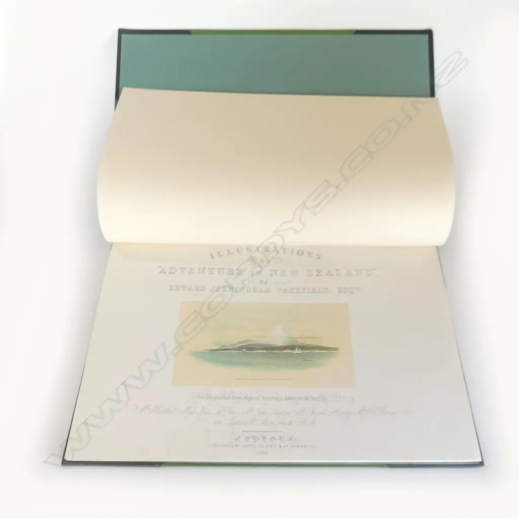 BOOK. WAKEFIELD 'ILLUSTRATIONS TO ADVENTURE IN NEW ZEALND' reprint Ed.500 copies only. Quarto leather green binding Image 1++