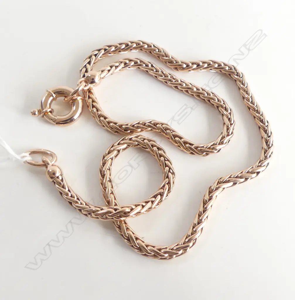 GEOFF TAYLOR HAND MADE 9CT ROSE GOLD FOXTAIL CHAIN 37.6gm L.450mm Image 1++