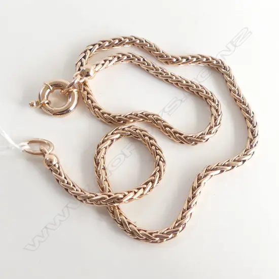 GEOFF TAYLOR HAND MADE 9CT ROSE GOLD FOXTAIL CHAIN 37.6gm L.450mm