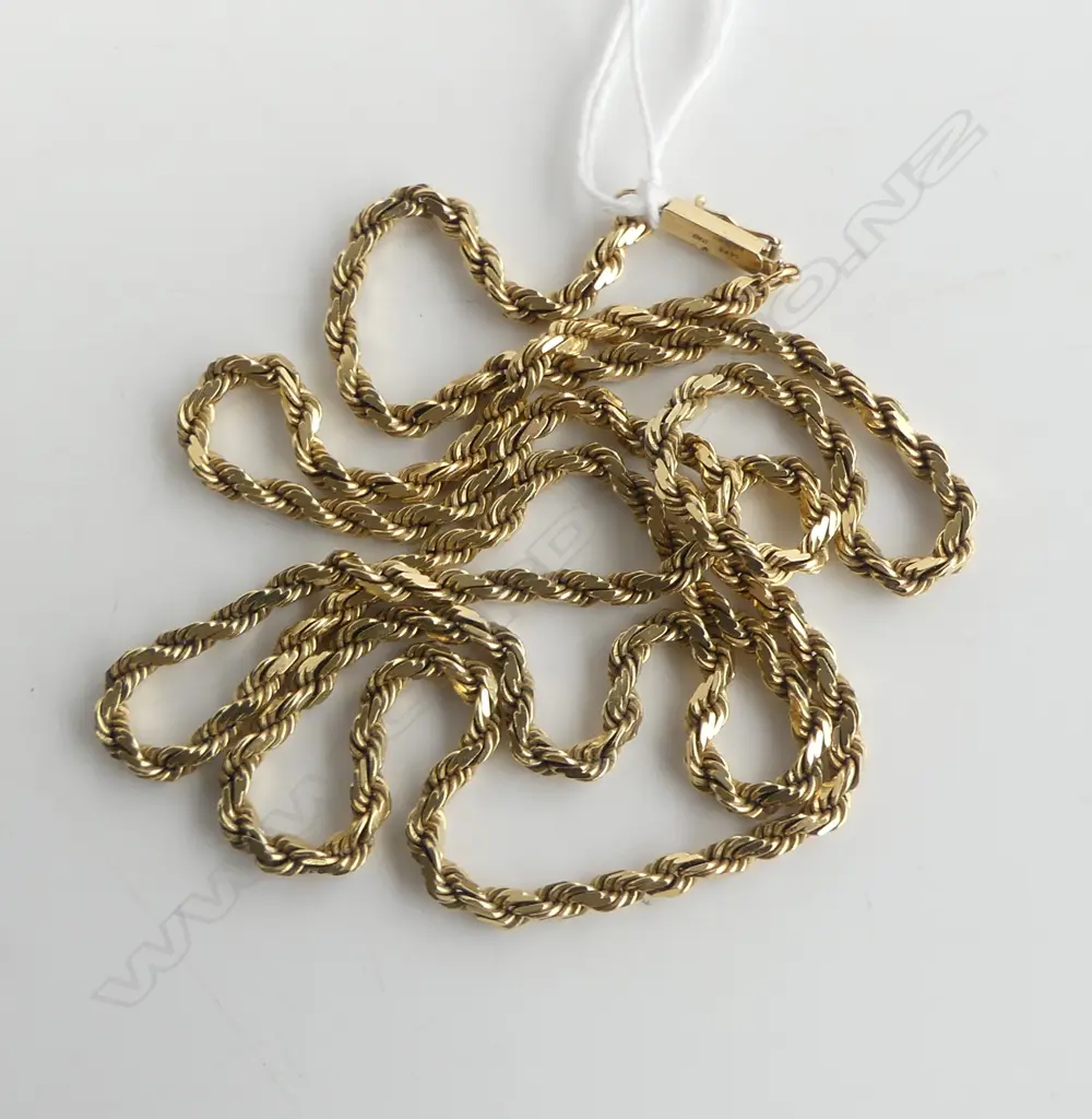 QUALITY ITALIAN 14CT YELLOW GOLD NECK CHAIN rope twist 37.8gms L.750mm  Image 1++