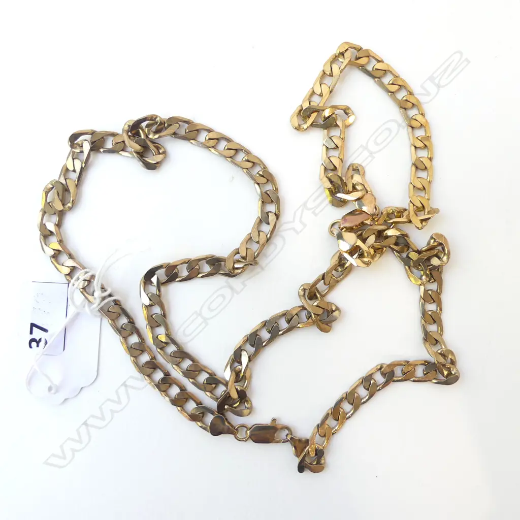 GOLD PLATE BRACELET & NECKLACE (L.560mm) COMBINATION L.800mm. marked 9ct / 375 but not Image 1++