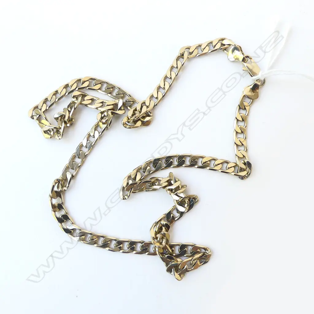 YELLOW GOLD PLATED NECK CHAIN stamped 9ct & 375 but NOT gold. L.520mm Image 1++