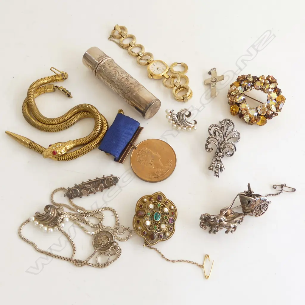 ASST. COSTUME JEWELLERY WITH STG SILVER ITEMS Image 1++