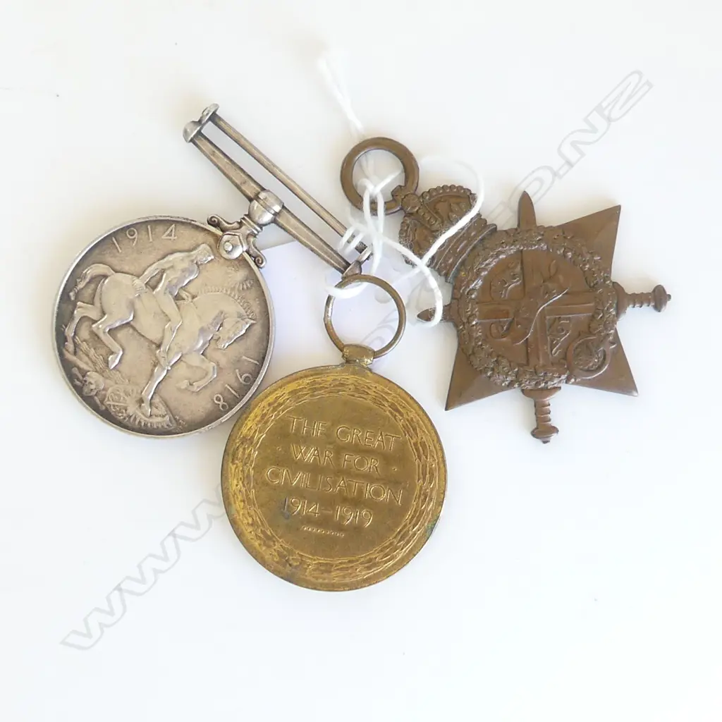 3 WWI WAR MEDALS: PR + 1914 STAR all to #1535 PTE. ALLAN IR. GDS. Image 1++