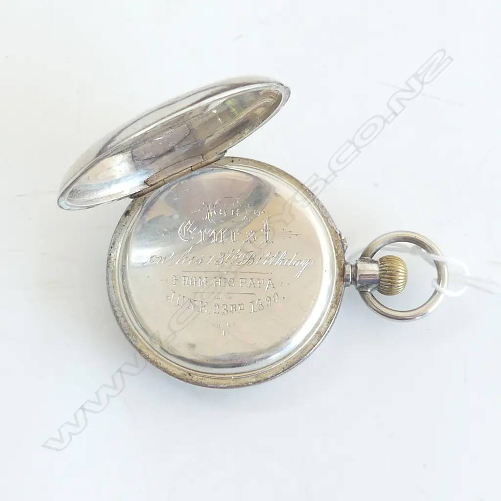 VICTORIAN SILVER HALF HUNTER POCKET WATCH BLUE ENAMEL CHAPTER RING - WORKING Image 1++
