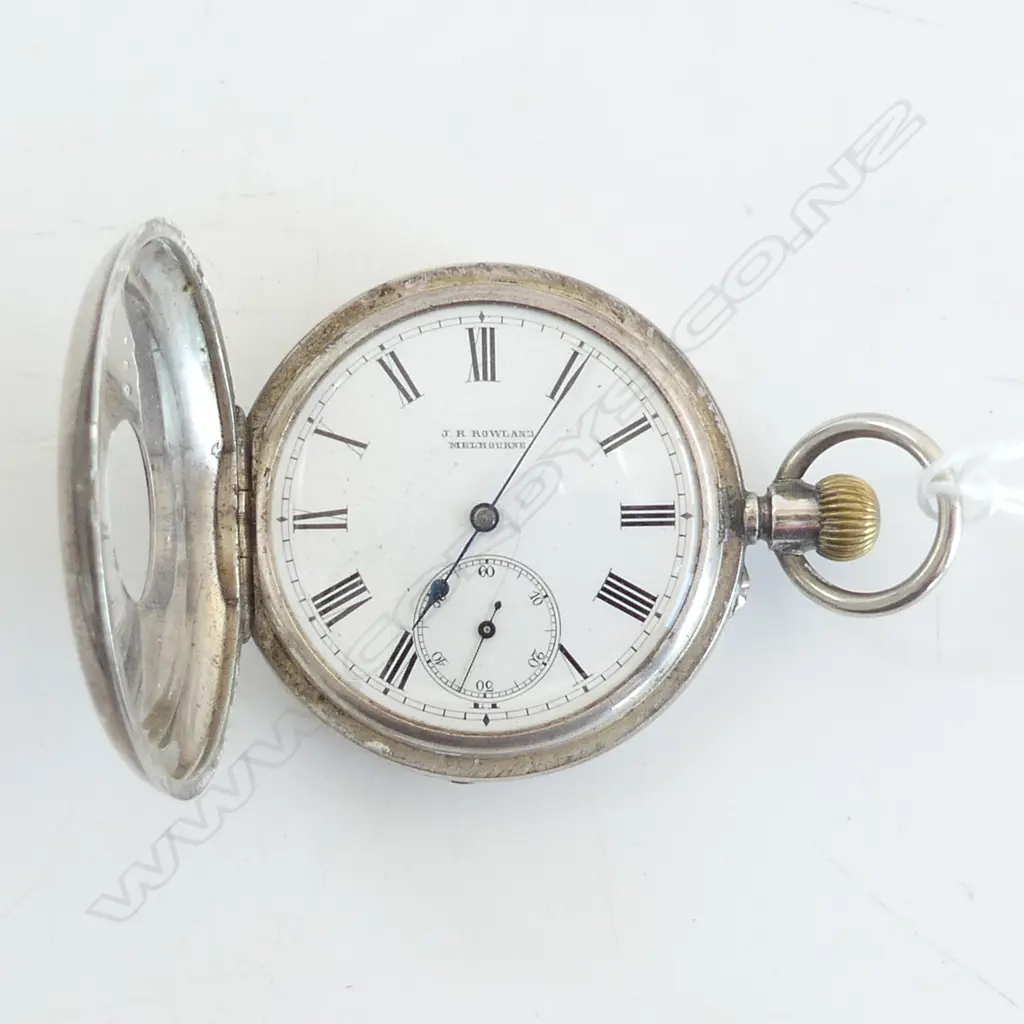VICTORIAN SILVER HALF HUNTER POCKET WATCH BLUE ENAMEL CHAPTER RING - WORKING Image 1++