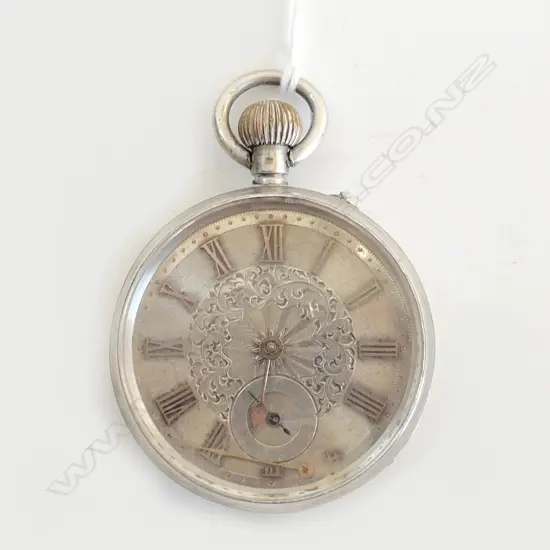 800 STANDARD SILVER 19THC POCKET WATCH - WORKING