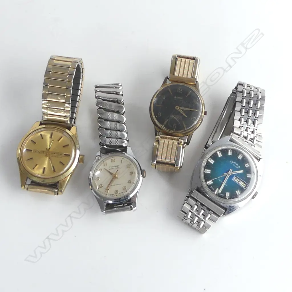 4 VINTAGE GENT'S WRISTWATCHES: CITIZEN 'NEW MASTER' running + 3 others. Some faults Image 1++