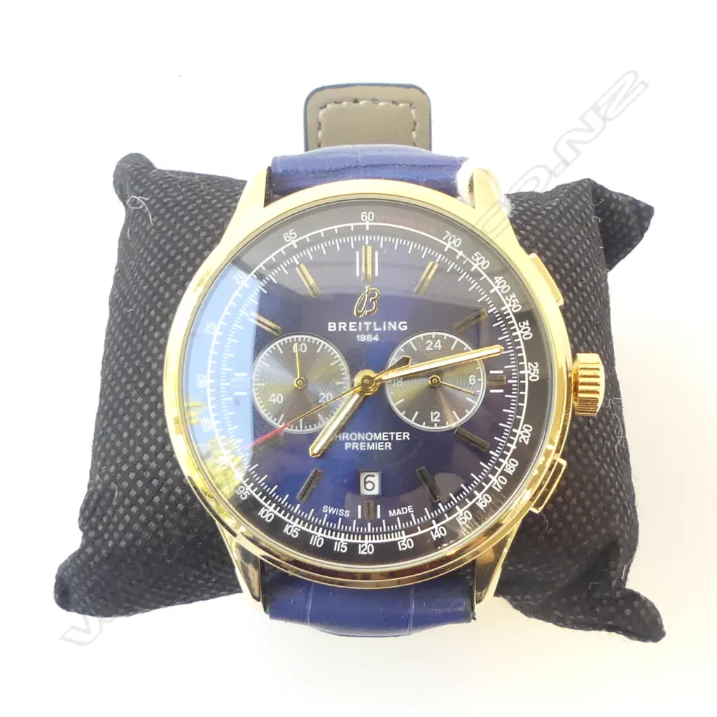 REPLICA GENTS BREITLING CHRONOMETER PREMIER WATCH NAVY & GOLD COLOUR Image 1++