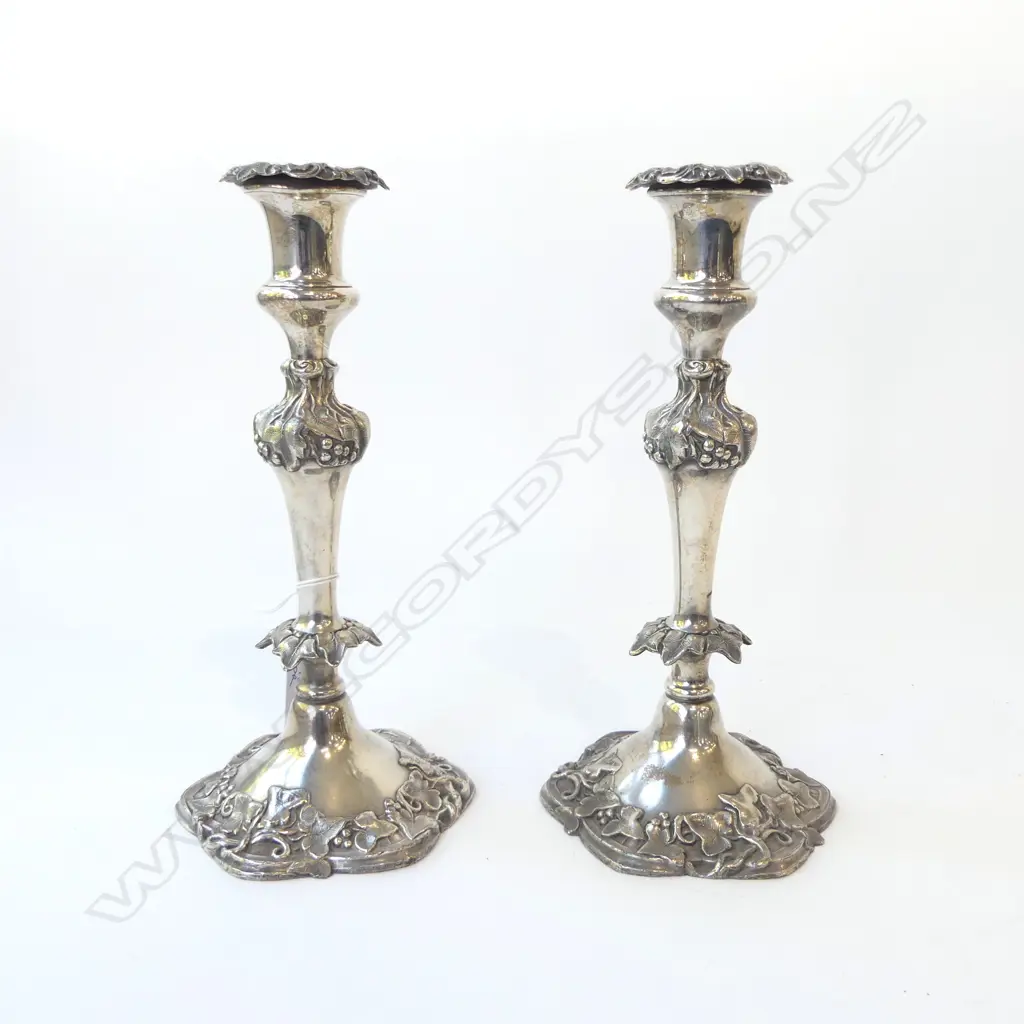 PR WEIGHTED SILVER PLATE CANDLESTICKS H.255mm Image 1++