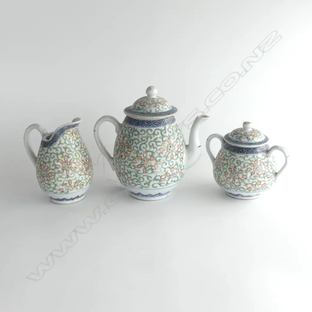 3PC CHINESE FAMILLE VERTE TEA SET H180MM TEAPOT Image 1++