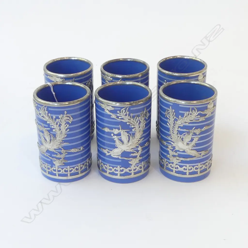 6 MUGS w. SILVER METAL OVERLAY Image 1++