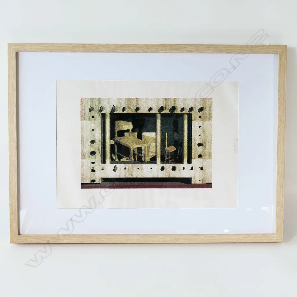 JOHN FAIRCLOUGH, DOMESTIC INTERIOR, SCREENPRINT 1991, 280 x 400mm, foxing Image 1++