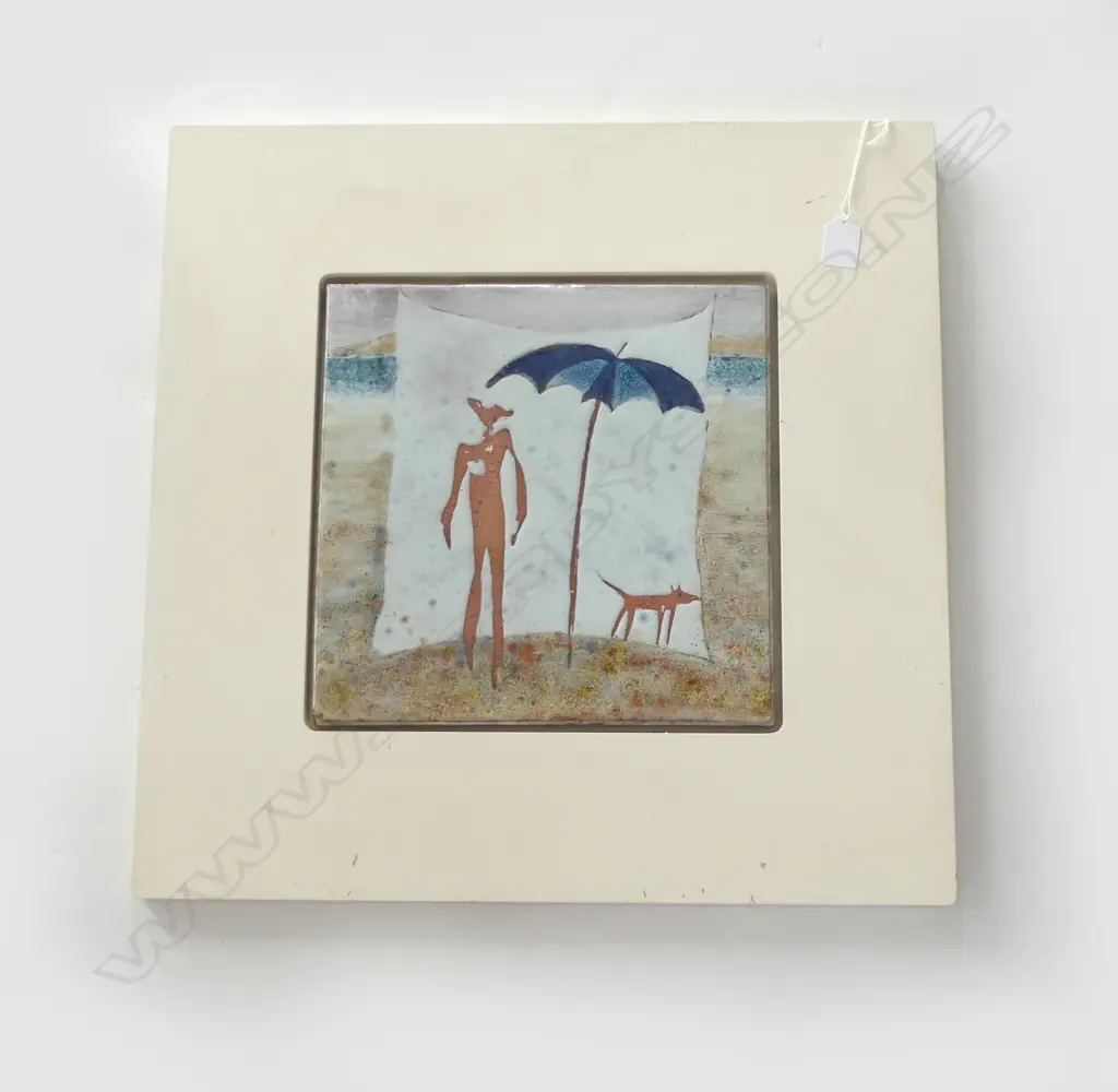 GENNIE DE LANGE FRAMED POTTERY ARTWORK AT THE BEACH H530 W530MM Image 1++