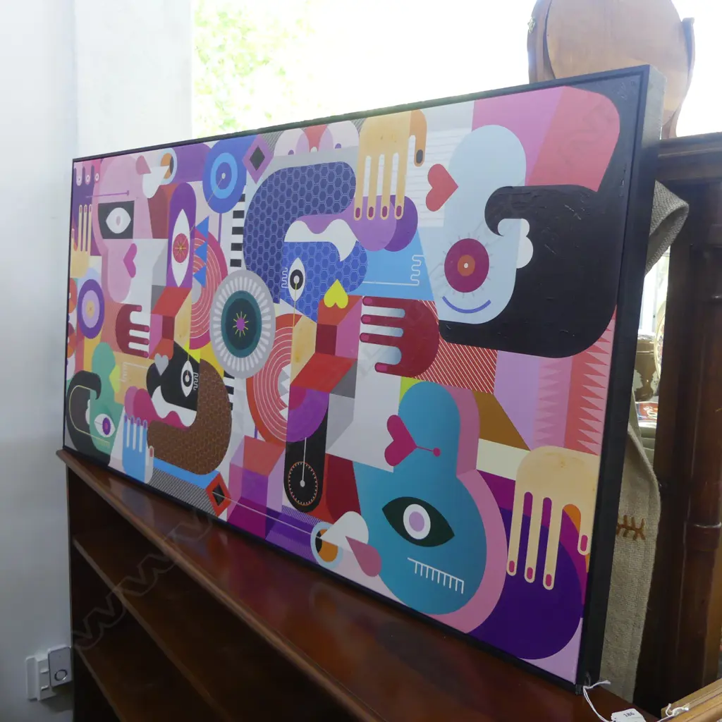 2 LG MODERN CANVAS PRINTS; ABSTRACT & TOI TOI 685x1385mm Image 1++