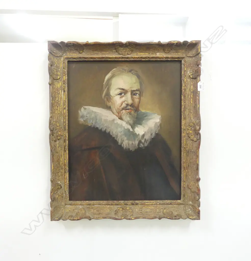 ARTIST UNKNOWN, GENTLEMAN w. RUFF COLLAR, OIL ON CANVAS 530x430mm Image 1++
