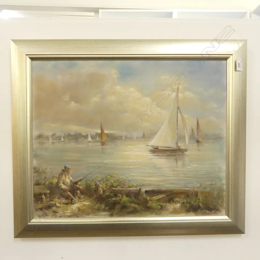 B. M. WILES 'NORFOLK BROADS, STORM PASSING OVER' OIL ON CANVAS 445x550mm Image 1++