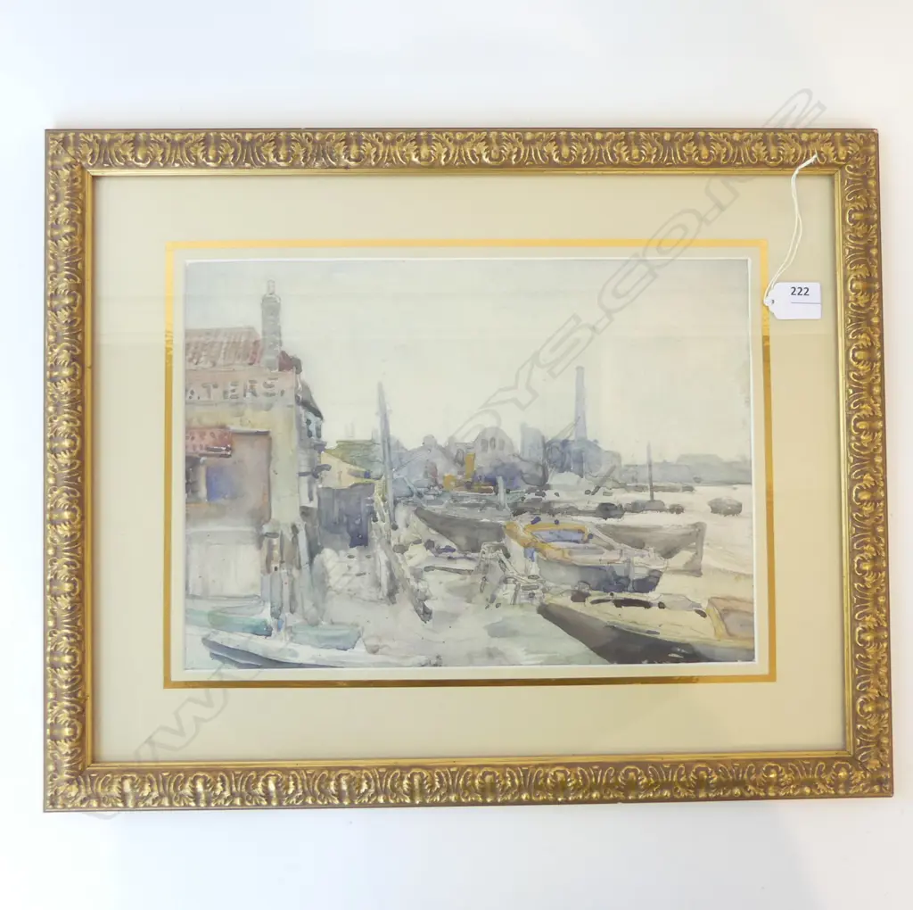 ARTIST UNKNOWN, EUROPEAN PORT SCENE, W/C 260x360mm Image 1++